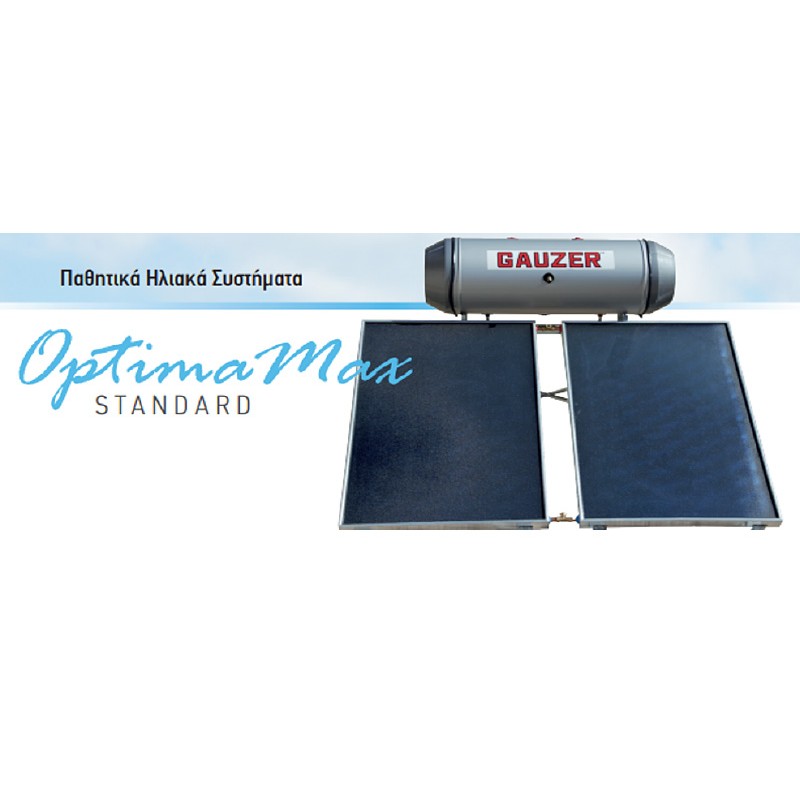 Ηλιακός θερμοσίφωνας GAUZER 300lt/4,8τ.μ. glass διπλής ενέργειας OPTIMA MAX STANDARD BC 30/48